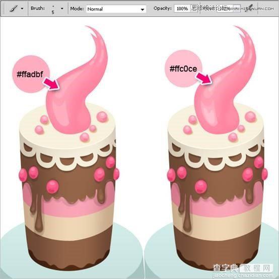 Photoshop绘制甜美精致的巧克力蛋糕教程44