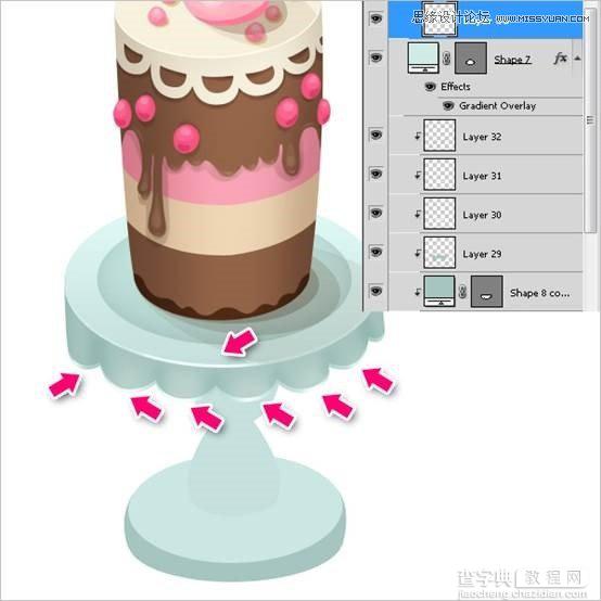 Photoshop绘制甜美精致的巧克力蛋糕教程58