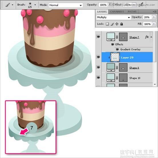 Photoshop绘制甜美精致的巧克力蛋糕教程53