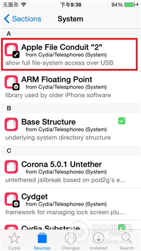 如何在iOS8.0-8.1越狱设备上安装afc2插件4