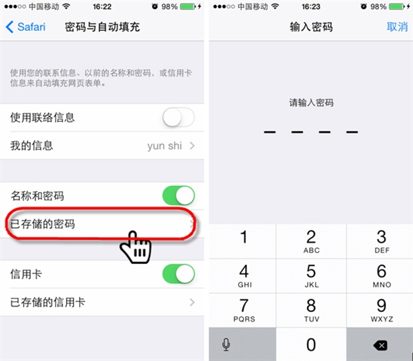 iOS8查看/删除Safari保存的网站密码2