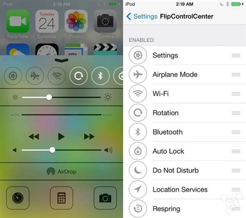 FlipControlCenter定义iOS 7控制中心1