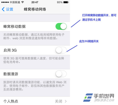 ios7蜂窝数据设置方法1