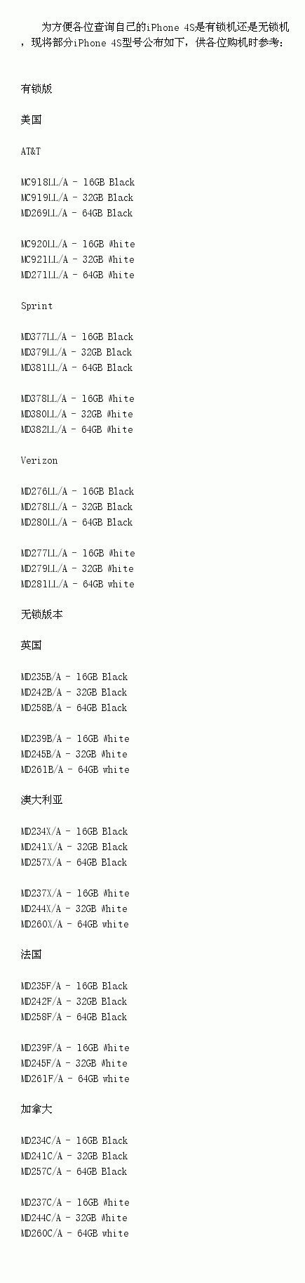 iPhone 4S是否有锁 列表1