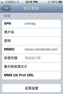 iPhone 4/4S中国移动上网设置教程2