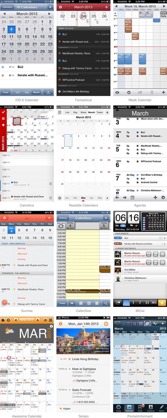 12款iOS平台日历应用界面比较2