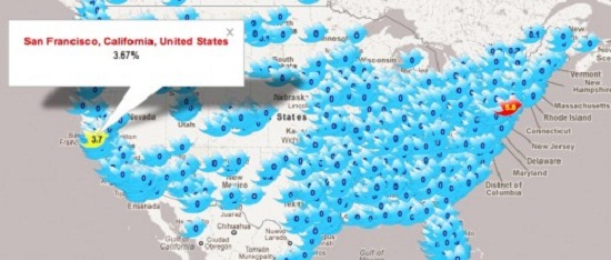 Tweepsmap应用：轻松获悉Twitter粉丝的地理分布2