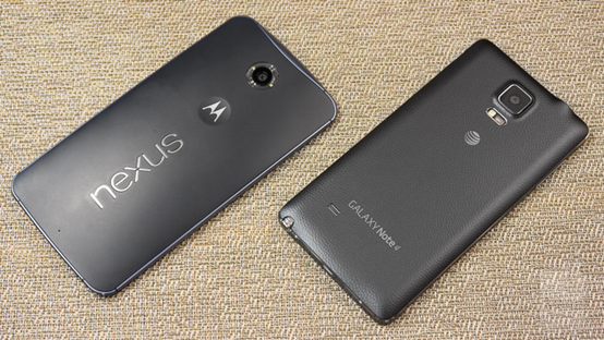 谷歌Nexus 6对决三星Note 41