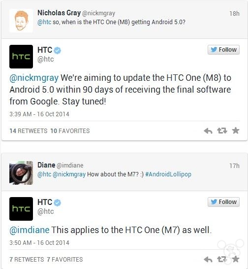 HTC有哪些型号可以升级Lollipop 5.02