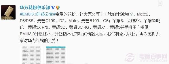 EMUI 3.0支持机型有哪些？1