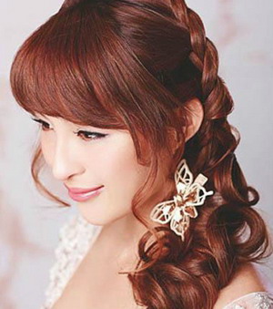齐刘海新娘发型2