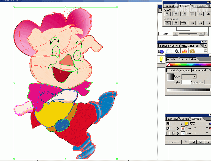 AI渐变网格工具绘制可爱的卡通小猪5