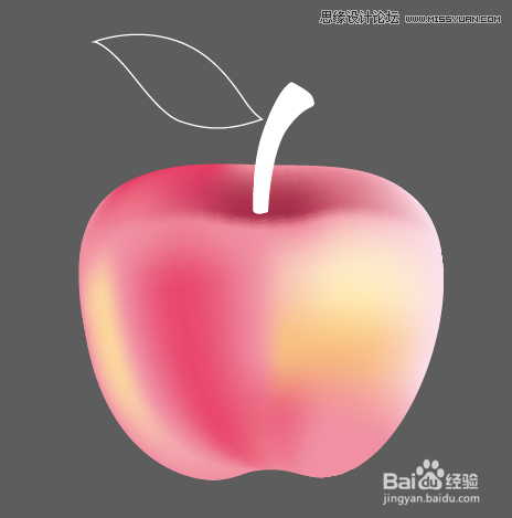 Illustrator网格工具绘制带有绿叶子的红苹果教程9