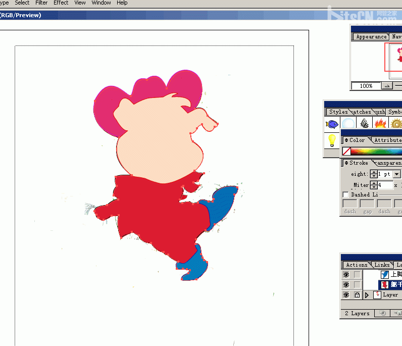 AI渐变网格工具绘制可爱的卡通小猪4