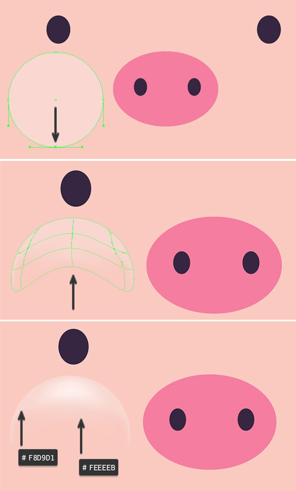 Illustrator绘制可爱的猪脸图标3
