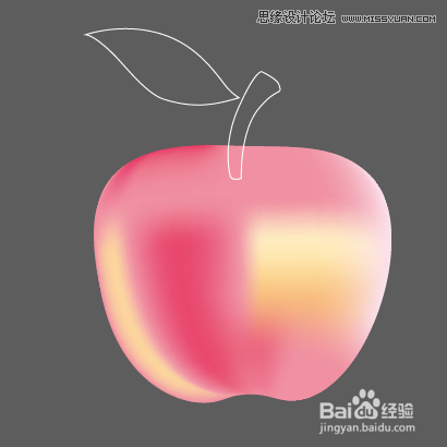 Illustrator网格工具绘制带有绿叶子的红苹果教程8