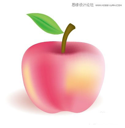 Illustrator网格工具绘制带有绿叶子的红苹果教程1