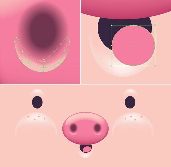 Illustrator绘制可爱的猪脸图标9