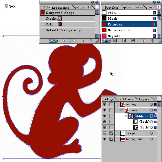 Illustrator CS制作猴年贺卡6