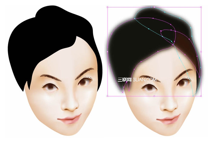 AI绘制人物头发的渐变效果5