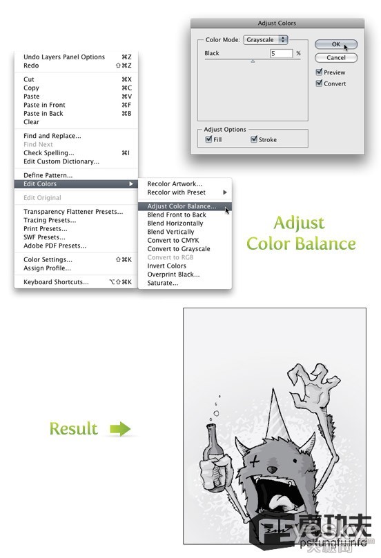 Illustrator彩色图像转灰度的几种方法3