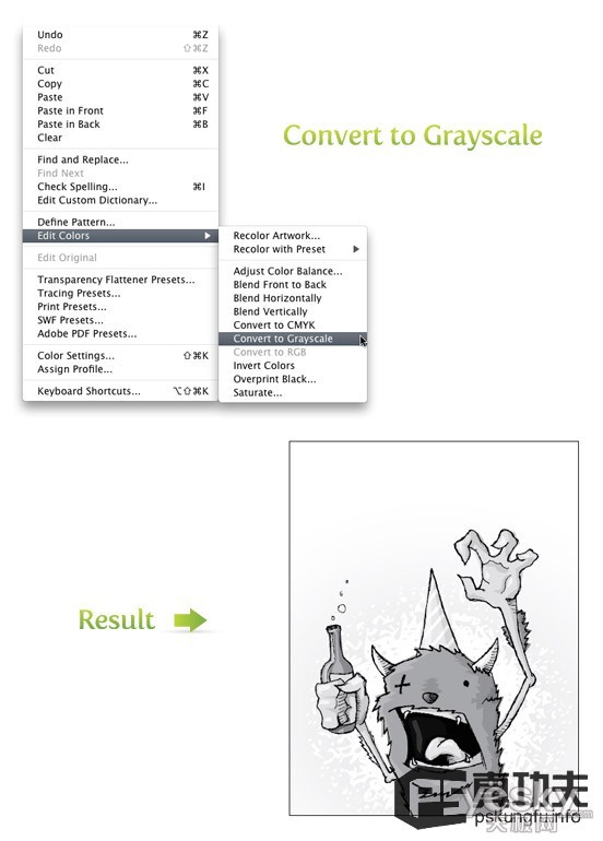 Illustrator彩色图像转灰度的几种方法2