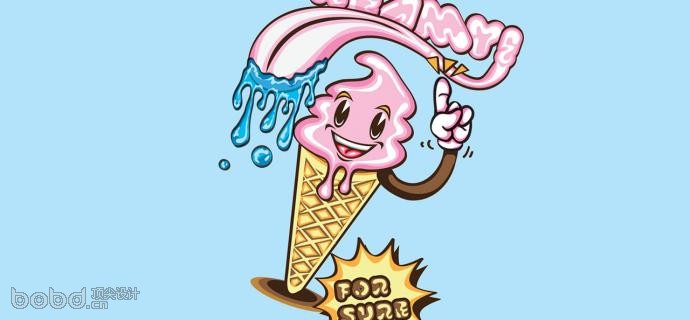 AI绘制卡通风格奶油冰淇淋海报1