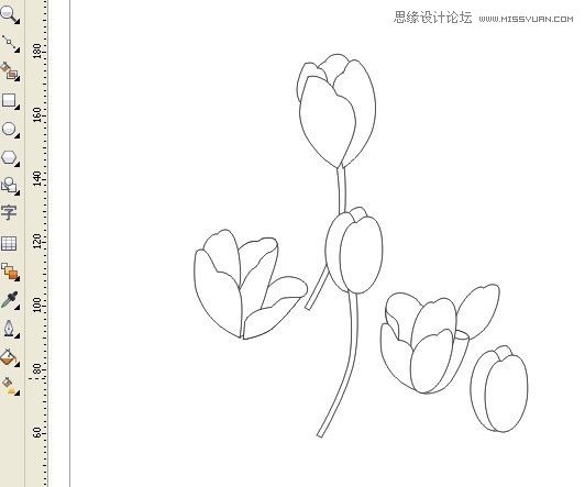 CorelDRAW绘制漂亮的花朵工笔画效果2