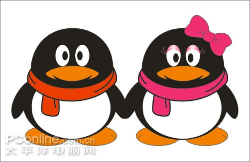 CDR绘制可爱的情侣QQ企鹅1