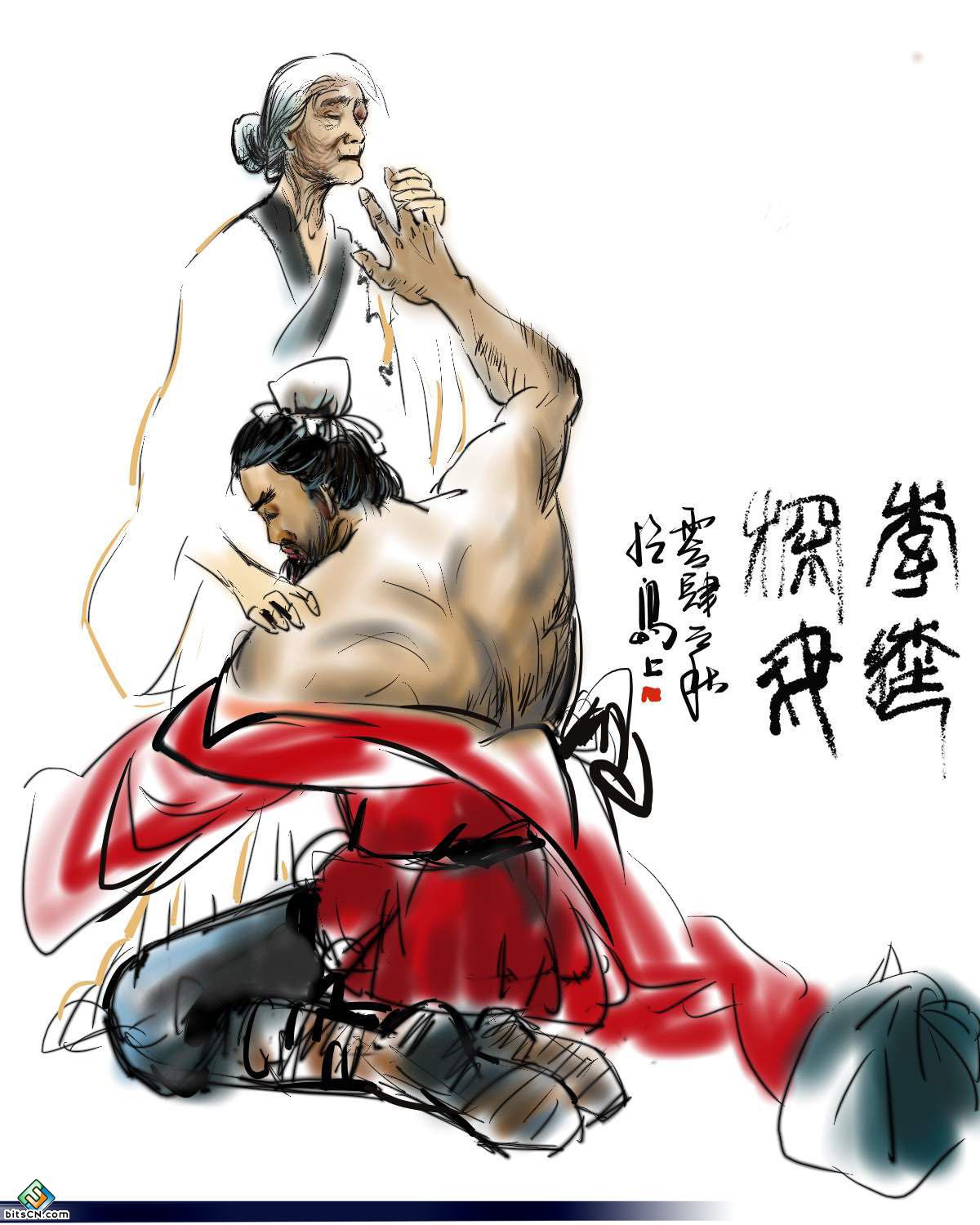 painter绘制经典国画《水浒传》中的一幅插画教程1