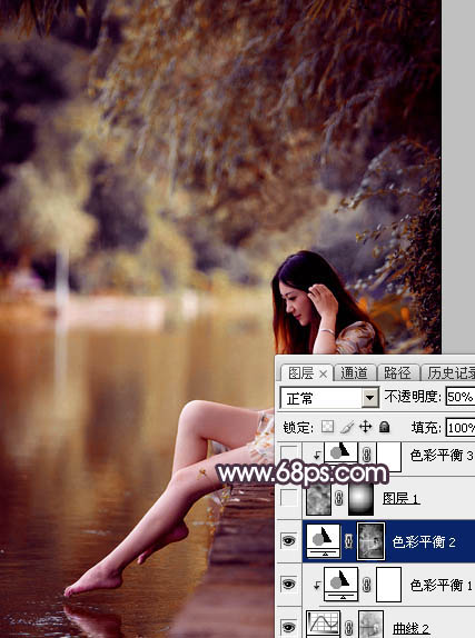 Photoshop打造高对比的暖色水景美女图片28