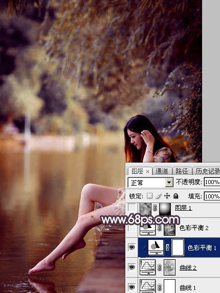 Photoshop打造高对比的暖色水景美女图片25