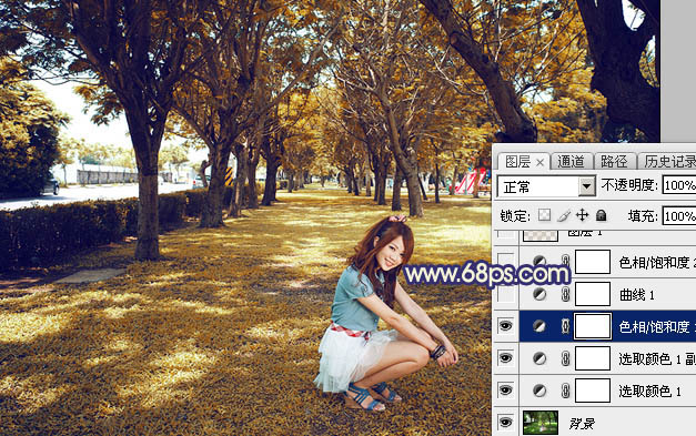 Photoshop给树荫下的美女加上秋季阳光效果10