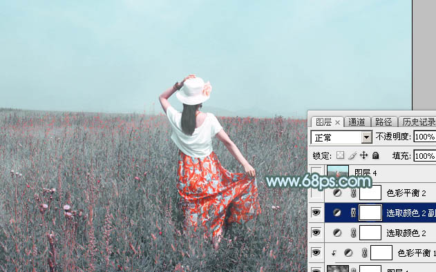 Photoshop打造柔美的中性淡青色外景美女图片23