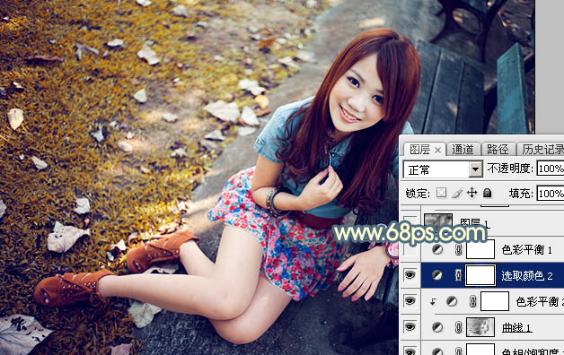 Photoshop打造甜美的秋季阳光色外景美女图片18