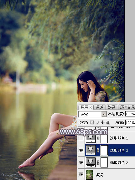Photoshop打造唯美的中性蓝红色水景美女图片11