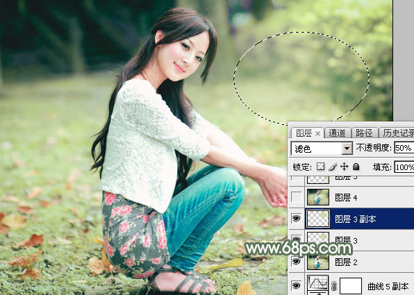 Photoshop打造甜美的粉绿色早春外景美女图片35