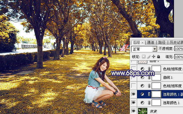 Photoshop给树荫下的美女加上秋季阳光效果7