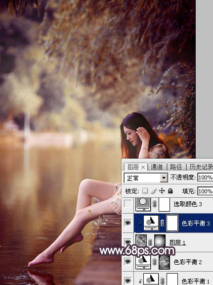 Photoshop打造高对比的暖色水景美女图片33