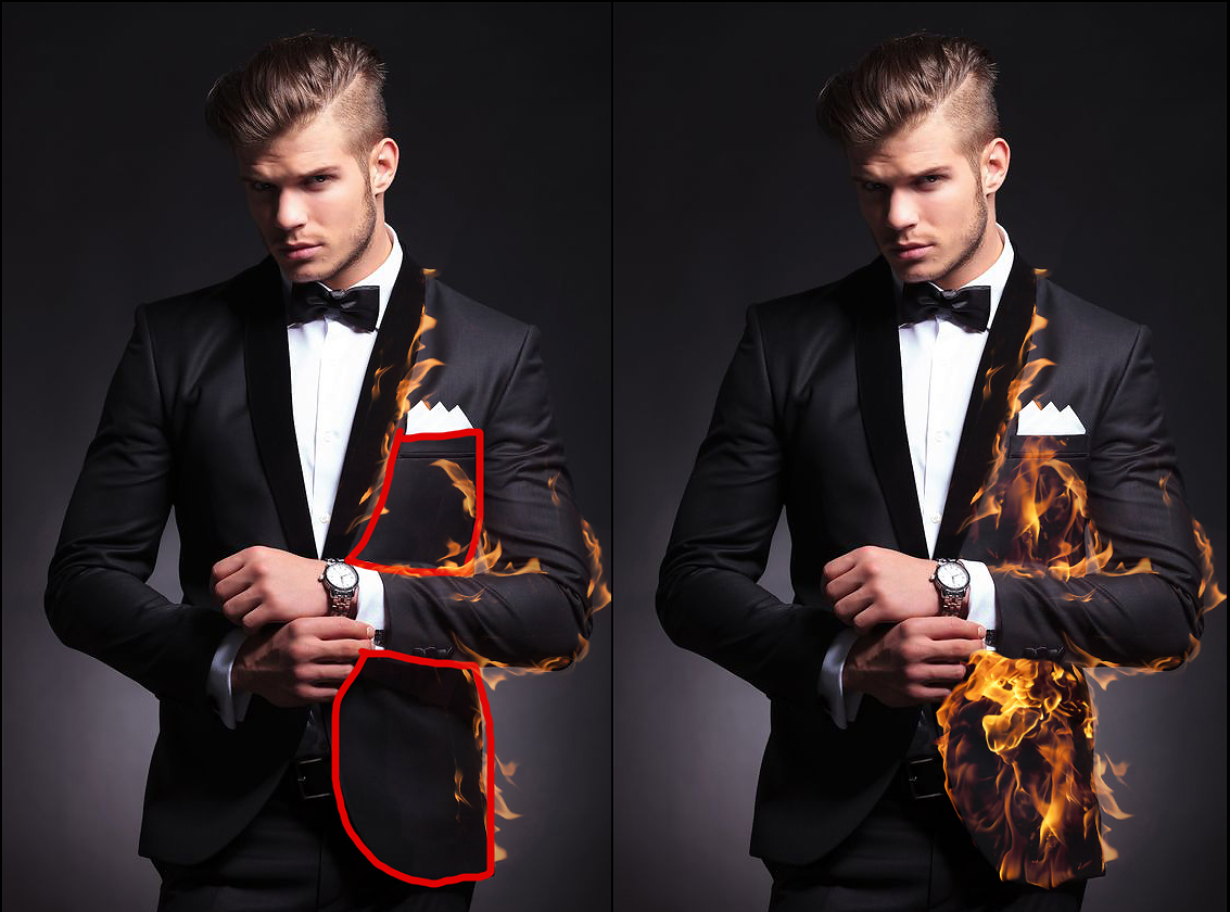 Photoshop给帅哥的右侧部分加上熊熊火焰4