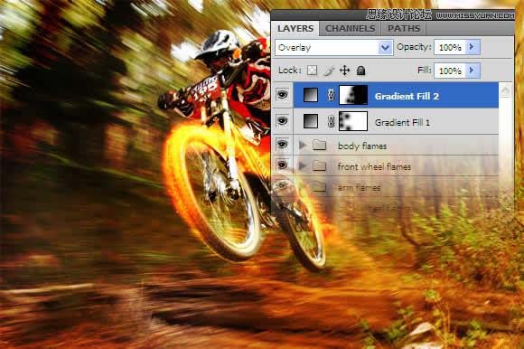 Photoshop设计超酷的火焰动感自行车教程15