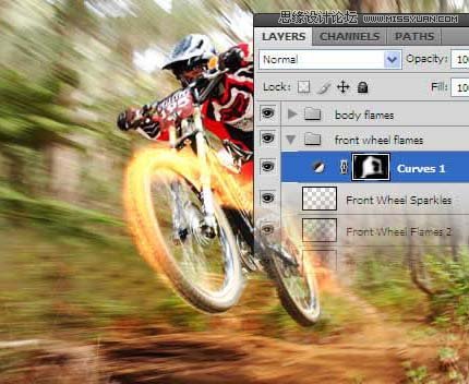 Photoshop设计超酷的火焰动感自行车教程11