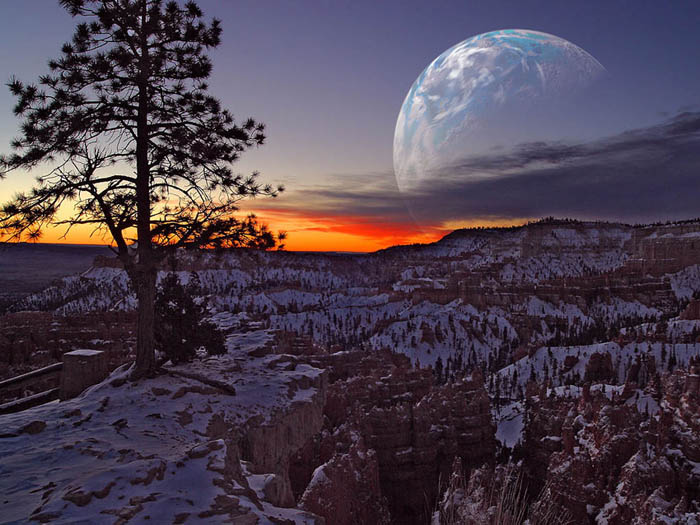Photoshop给霞光图片增加漂亮的行星7