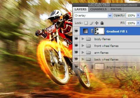 Photoshop设计超酷的火焰动感自行车教程14