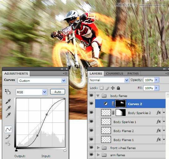 Photoshop设计超酷的火焰动感自行车教程12