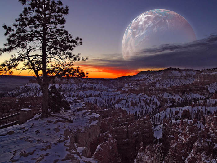Photoshop给霞光图片增加漂亮的行星8