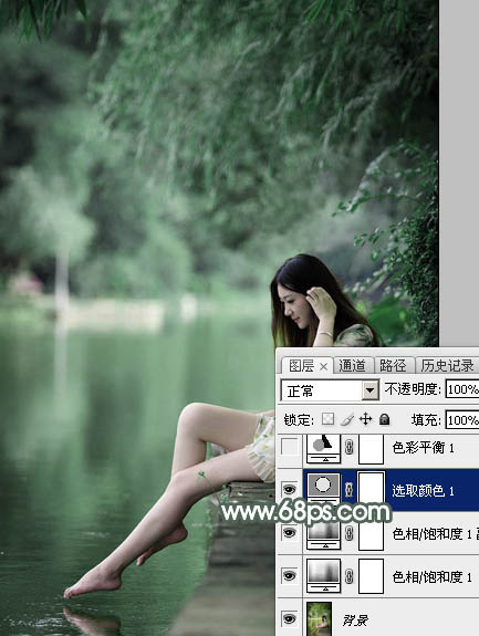 Photoshop打造梦幻的暗绿色夏季美女图片8