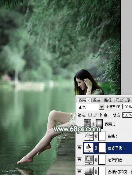 Photoshop打造梦幻的暗绿色夏季美女图片10