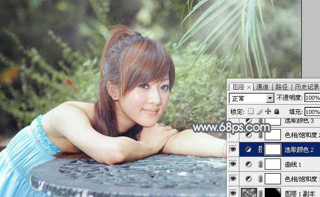 Photoshop打造甜美的淡调中性绿色外景美女图片12