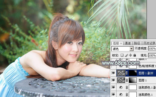 Photoshop打造甜美的淡调中性绿色外景美女图片5
